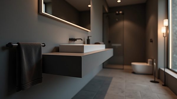 Un porte-serviettes noir pour une salle de bain au style moderne et raffiné